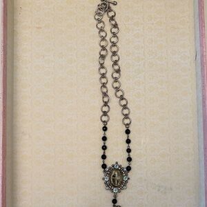 Virgins Saints & Angels Silver and Black Necklace